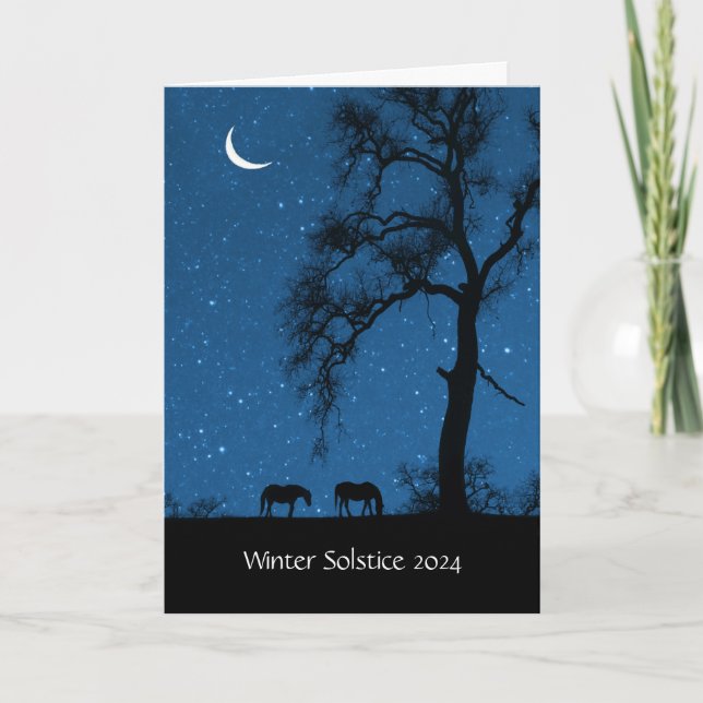Cartão Solstício de Inverno 2024 Com Cavalos Lua Crescent (Frente)