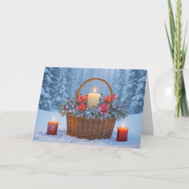 Cartão Solstício de Inverno com Velas Natureza Bonita (Frente)