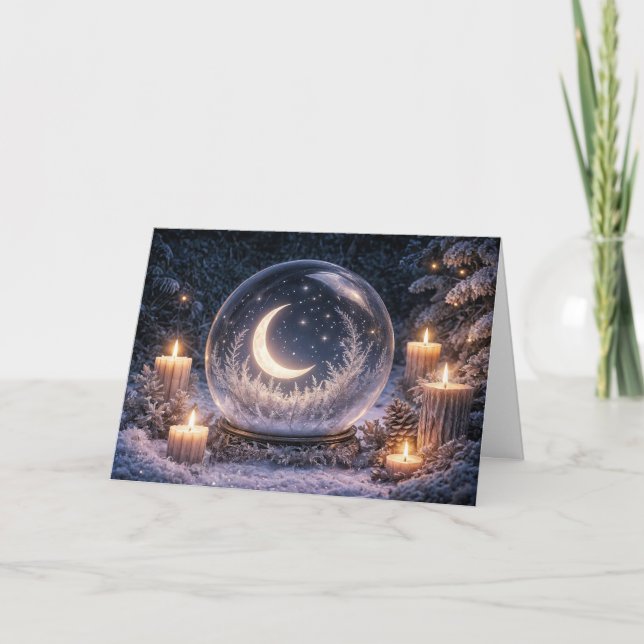 Cartão Solstício de Inverno Lua Crescente de Yule em um B (Frente)