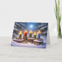 Solstício de Inverno Yule com Velas na Lua da Neve