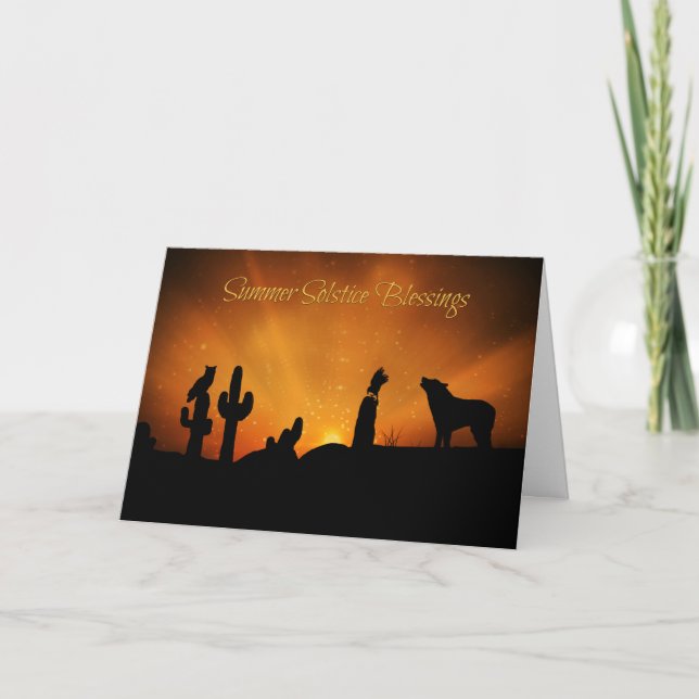 Cartão Solstício de Verão Com Carvalho Coyote Sudoeste (Frente)