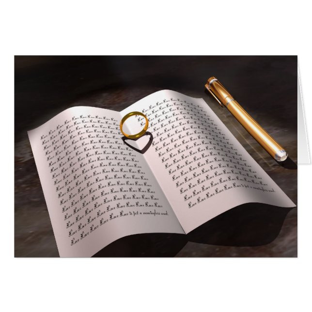 Cartão sombra do coração do anel (Frente Horizontal)