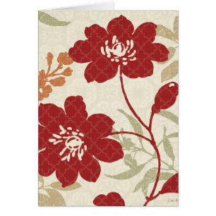 Cartão Sombras florais em vermelho e em alaranjado