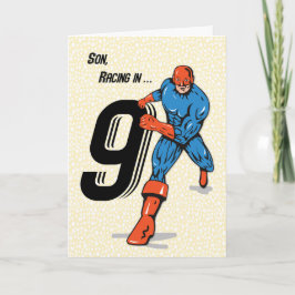 Cartão Son 9º aniversário super-herói