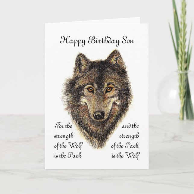 Cartão Son Birthday - citação de Wolf e Pack (Frente)