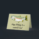 Cartão Son Happy Birthday: Truta Arco-Íris<br><div class="desc">Este cartão é para um filho que adora pescar. Para itens correspondentes,  digite "trut penguincornerstore" no bar de pesquisa do Zazzle.</div>