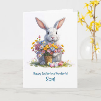 Cartão Son Happy Easter Cute Bunny Rabbit and Easter 