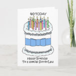 Cartão Son-in-law Happy aniversário de 40 anos<br><div class="desc">Um cartão divertido para celebrar a aniversário de 40 anos de qualquer genro especial. Um bolo de cartoon coberto de velas de várias cores.</div>