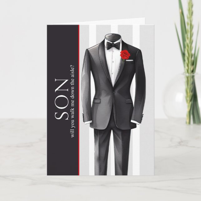 Cartão Son Walk Me Down the Aisle Wedding Request (Frente)