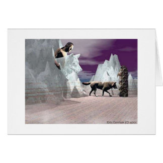 Cartão Sonhador do lobo do espírito