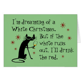 Cartão Sonho com um gato de vinho engraçado no Natal bran