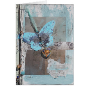Cartão Sonho de borboleta de arte mista