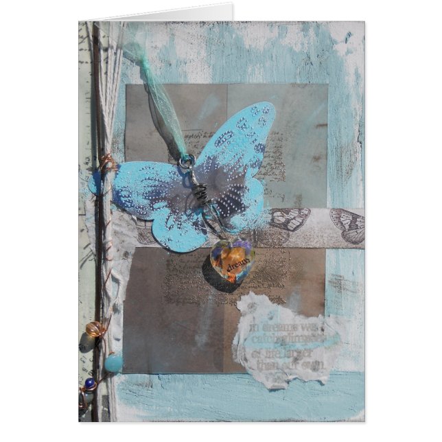 Cartão Sonho de borboleta de arte mista (Frente)