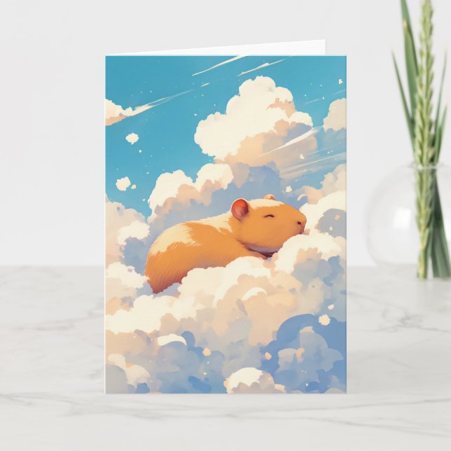 Cartão Sonho de Capivara nas Nuvens (Frente)