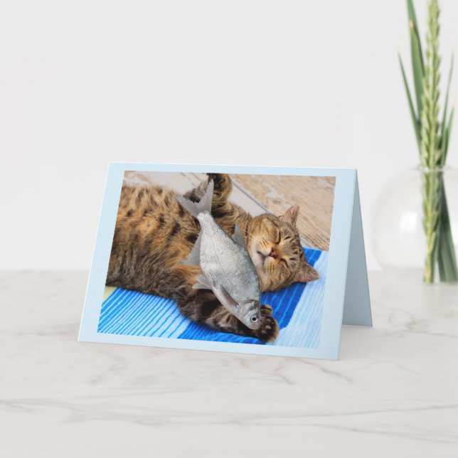 Cartão Sonho De Gato No Aniversário De Peixe (Frente)