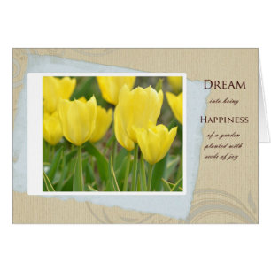 Cartão Sonho e Felicidade do Jardim das Tulipas Amarelas