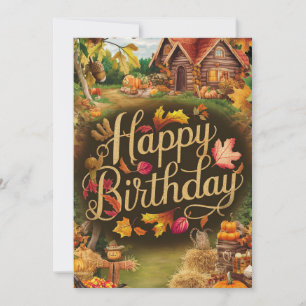 Cartão Sonho Místico Desejo outono Queda Feliz Aniversári