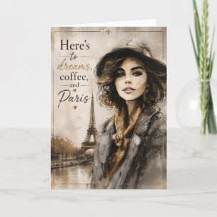 Cartão Sonhos de Café Parisiense Moda Chic Inspiração Sau