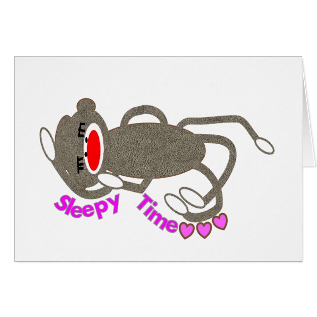 Cartão "Sono do macaco da peúga do tempo sonolento" (Frente Horizontal)