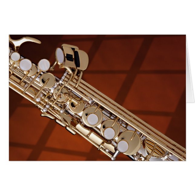 Cartão Soprano Saxofone Em Dourado (Frente Horizontal)