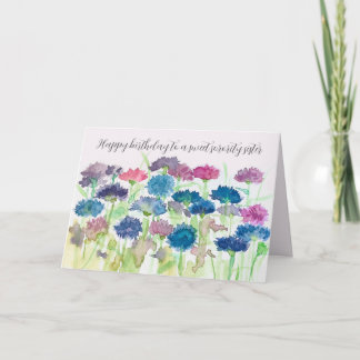 Cartão Sorority Sister Birthday Cornflowers Watercolor