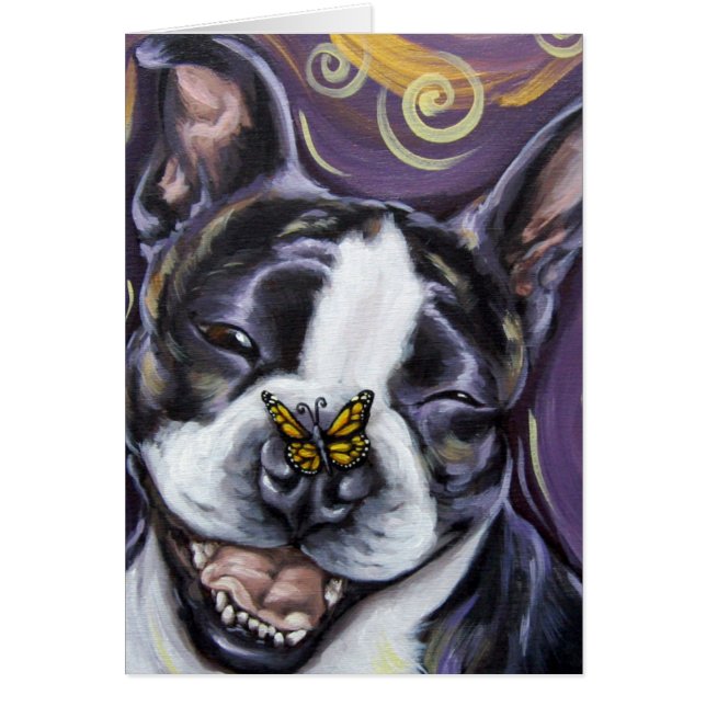 Cartão Sorriso de Boston Terrier (Frente)