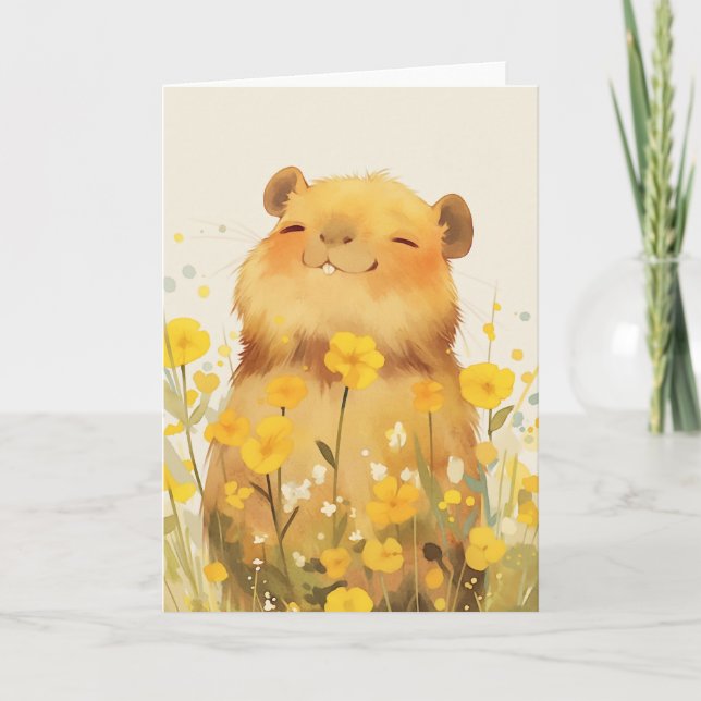 Cartão Sorriso Fofo de Capivara (Frente)