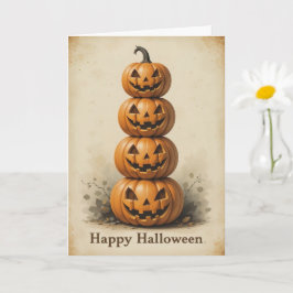 Cartão Sorriso Pumpkin Stack Lighthearted Halloween Diver