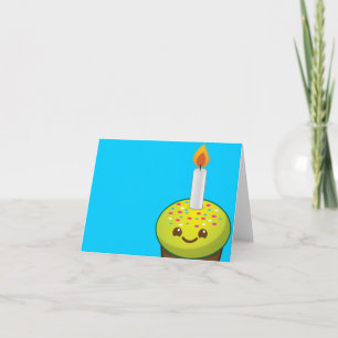 Cartão Sorrisos de aniversário felizes do Cupcake Cutie