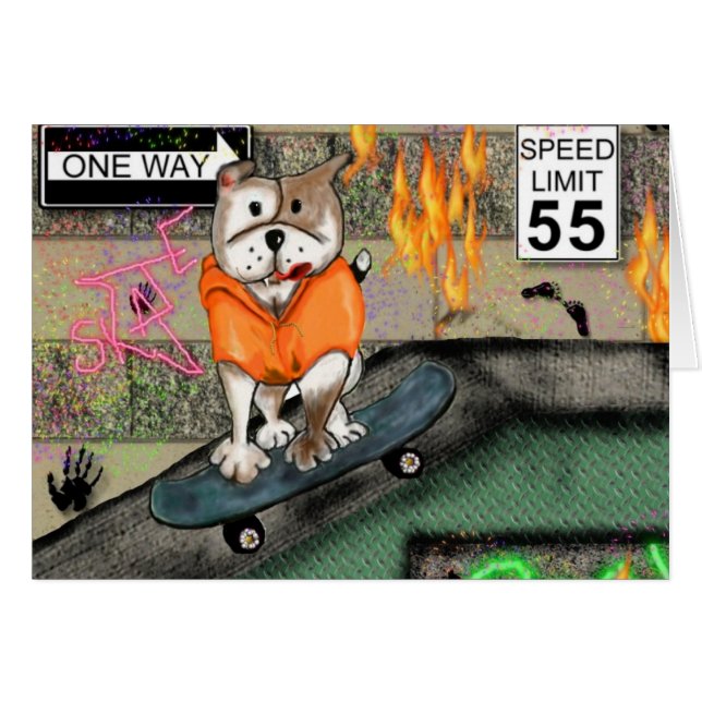 Cartão Sorrisos de Staffie - menino do patinador (Frente Horizontal)