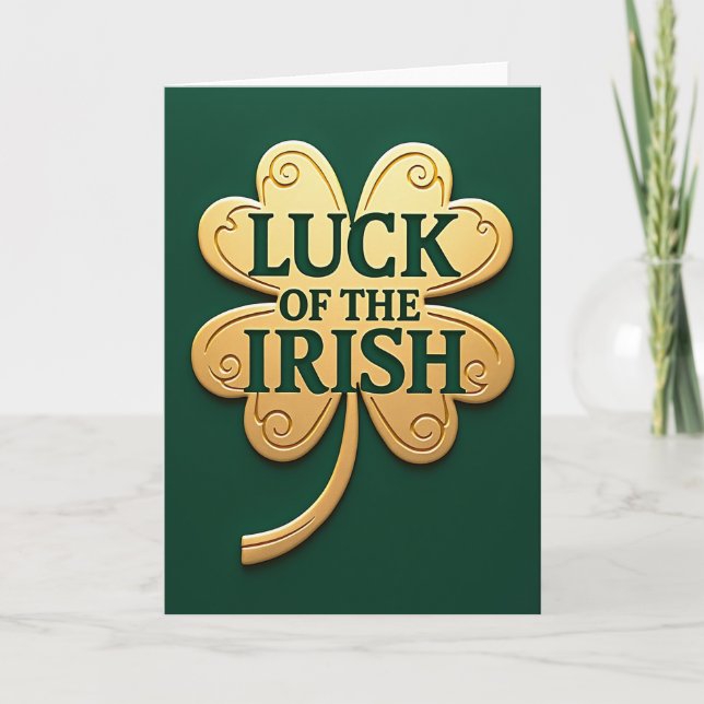 Cartão Sorte Irlandesa Shamrock (Frente)
