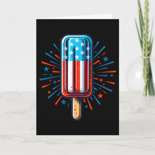 Cartão Sorvete de 4 de Julho Bandeira Americana Patriótic