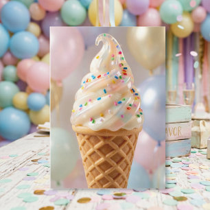 Cartão Sorvete de Baunilha Granulado de Pastel Aniversári