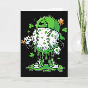 Cartão Sorvete de beisebol do dia de São Patrício Drip Be