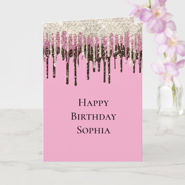 Cartão Sorvete De Chocolate Rosa Brilho De Gotas De Anive (Orquídea)