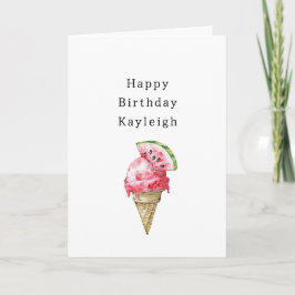 Cartão Sorvete de Melancia Cone de Aniversário