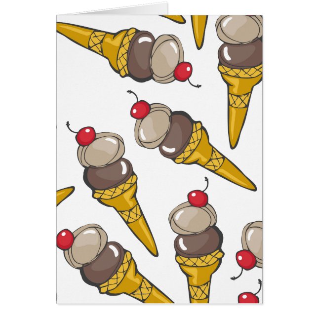 Cartão sorvete desarrumado do chocolate com cereja (Frente)