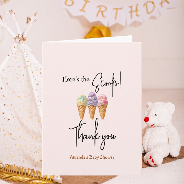 Cartão Sorvete doce Verão aqui Chá de fraldas de colher (Criador carregado)