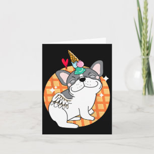 Cartão Sorvete francês Bulldog Frenchie Birthday