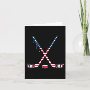 Cartão Sorvete Gotejante Hockey Bandeira Americana Jovens