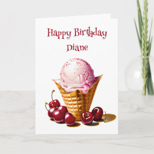 Cartão Sorvete personalizado Cone Birthday para ela