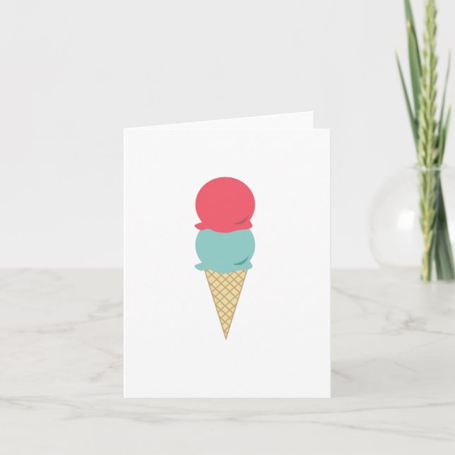 Cartão Sorvete Whimsical Double Scoop Cone (Frente)