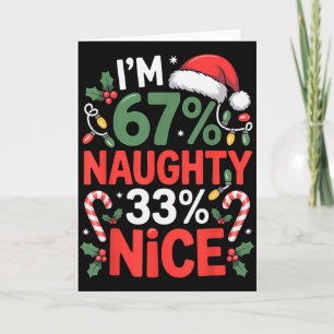 Cartão Sou 67% Travesso 33% Bonzinho Meme de Natal Engraç