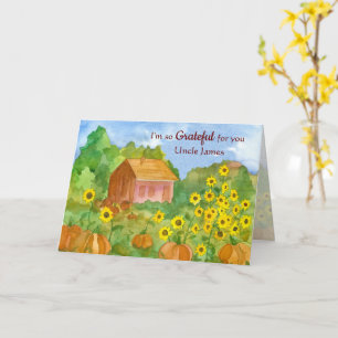Cartão Sou Grata por Tio Feliz Ação de Graças