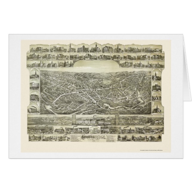 Cartão Southbridge, mapa panorâmico das MÃES - 1892 (Frente Horizontal)