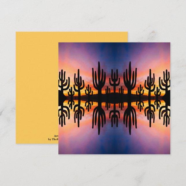 Cartão Southwestern Desert Landscape Cactus Sunrise Image (Frente/Verso)