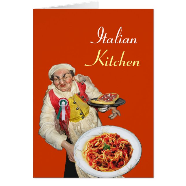 Cartão SPAGHETTI & PIZZA PARTIDO RESTAURANTE laranja verd (Frente)