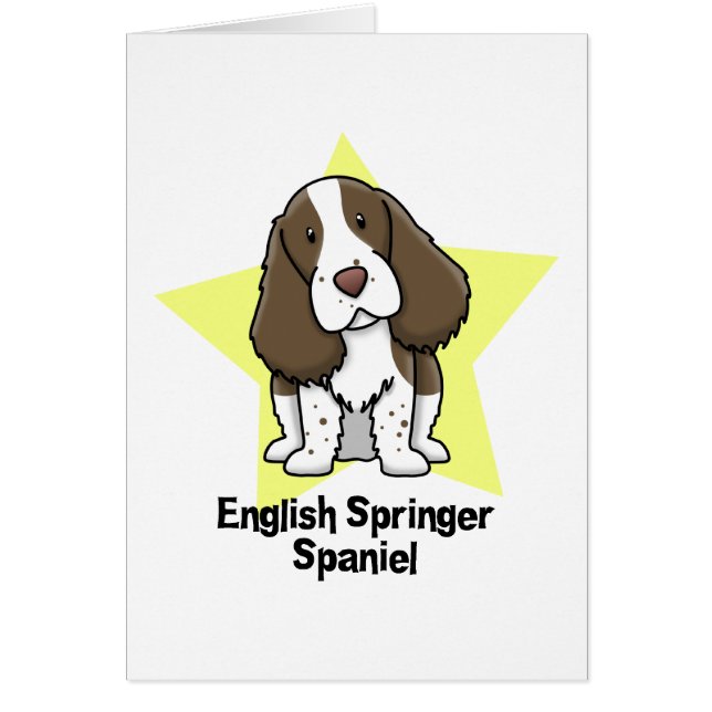 Cartão Spaniel de Springer inglês da estrela de Kawaii (Frente)