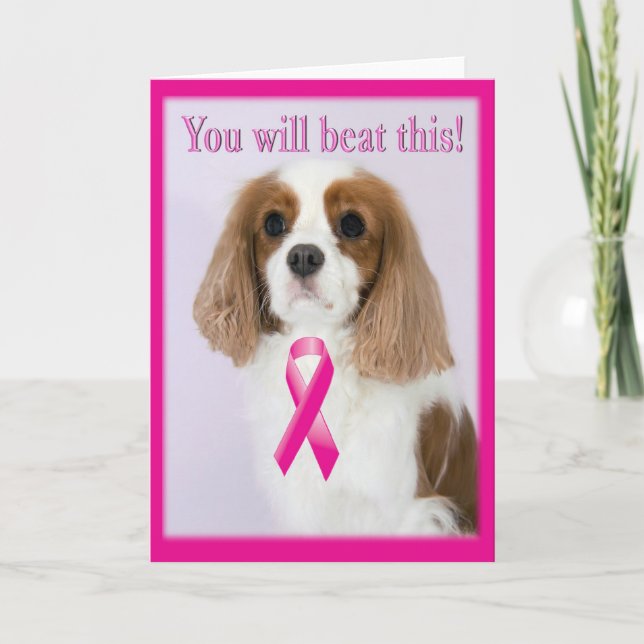 Cartão Spaniel Faixa Contra Este Câncer de Mama (Frente)