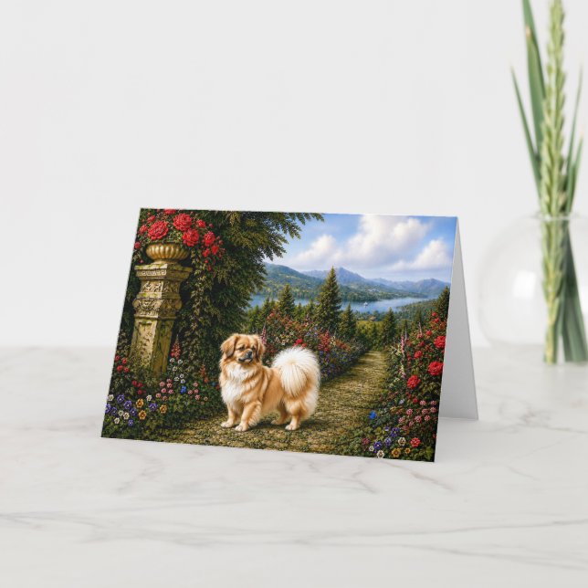 Cartão Spaniel Tibetano Renascença (Frente)